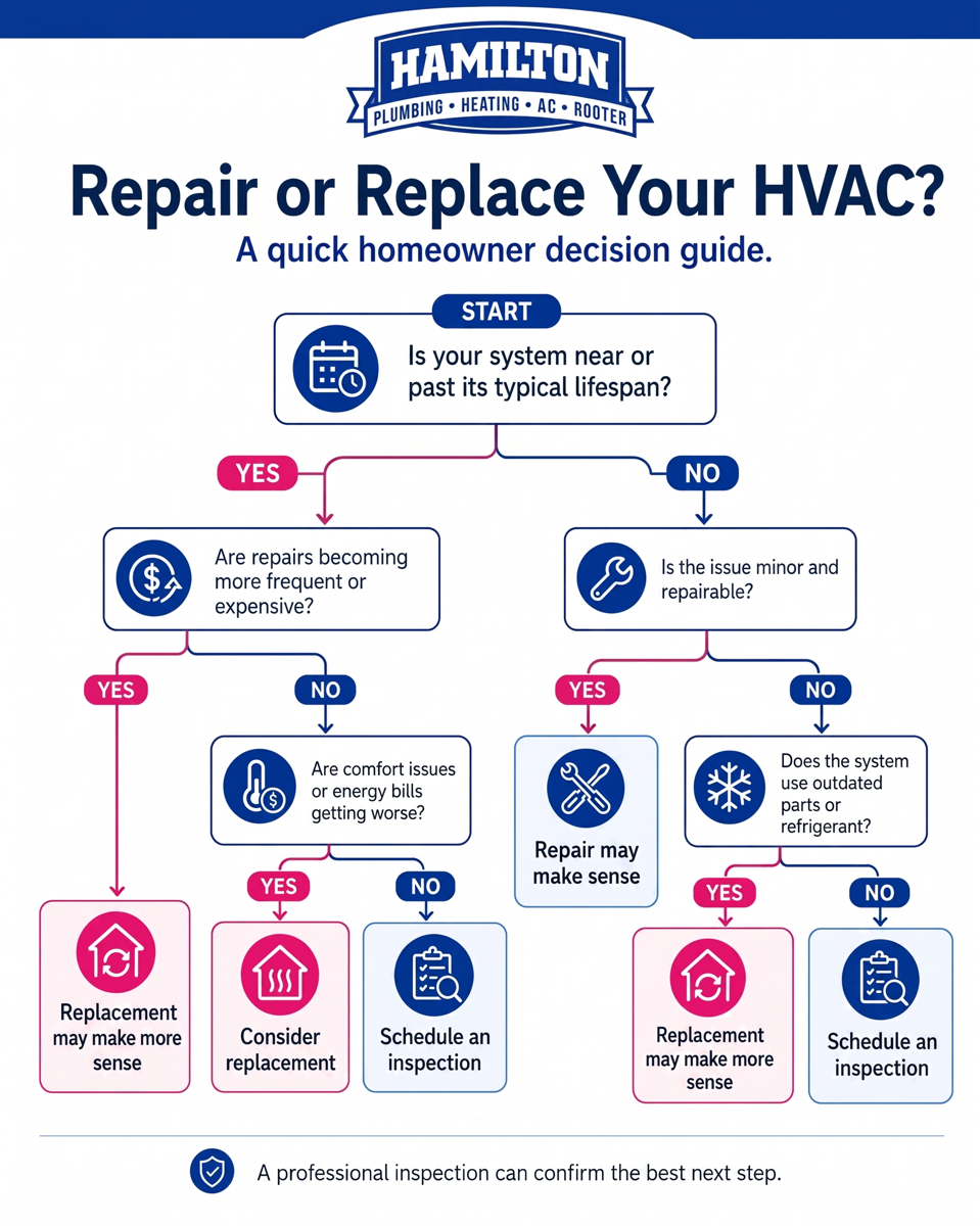 Repair or Replace Your HVAC? Decision Tree. A quick homeowner decision guide.